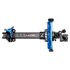 Axcel Achieve XP PRO Compound target sight, Blue elevation rail and knobs, 6 inch UHM Diamond Weave Carbon bar, right-handed