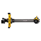 Axcel Achieve XP PRO Compound target sight, Gold elevation rail and knobs, 9 inch UHM Diamond Weave Carbon bar, left-handed