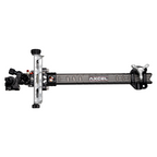 Axcel Achieve XP PRO Compound target sight, Silver elevation rail and knobs, 9 inch UHM Diamond Weave Carbon bar, left-handed