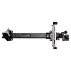 Axcel Achieve XP PRO Compound target sight, Silver elevation rail and knobs, 9 inch UHM Diamond Weave Carbon bar, right-handed