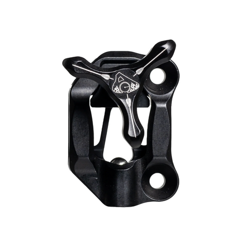 Axcel Dual Bridge Wedge Lock Mounting Bracket with Tri-Star Knob, Black knob on black bracket, front view