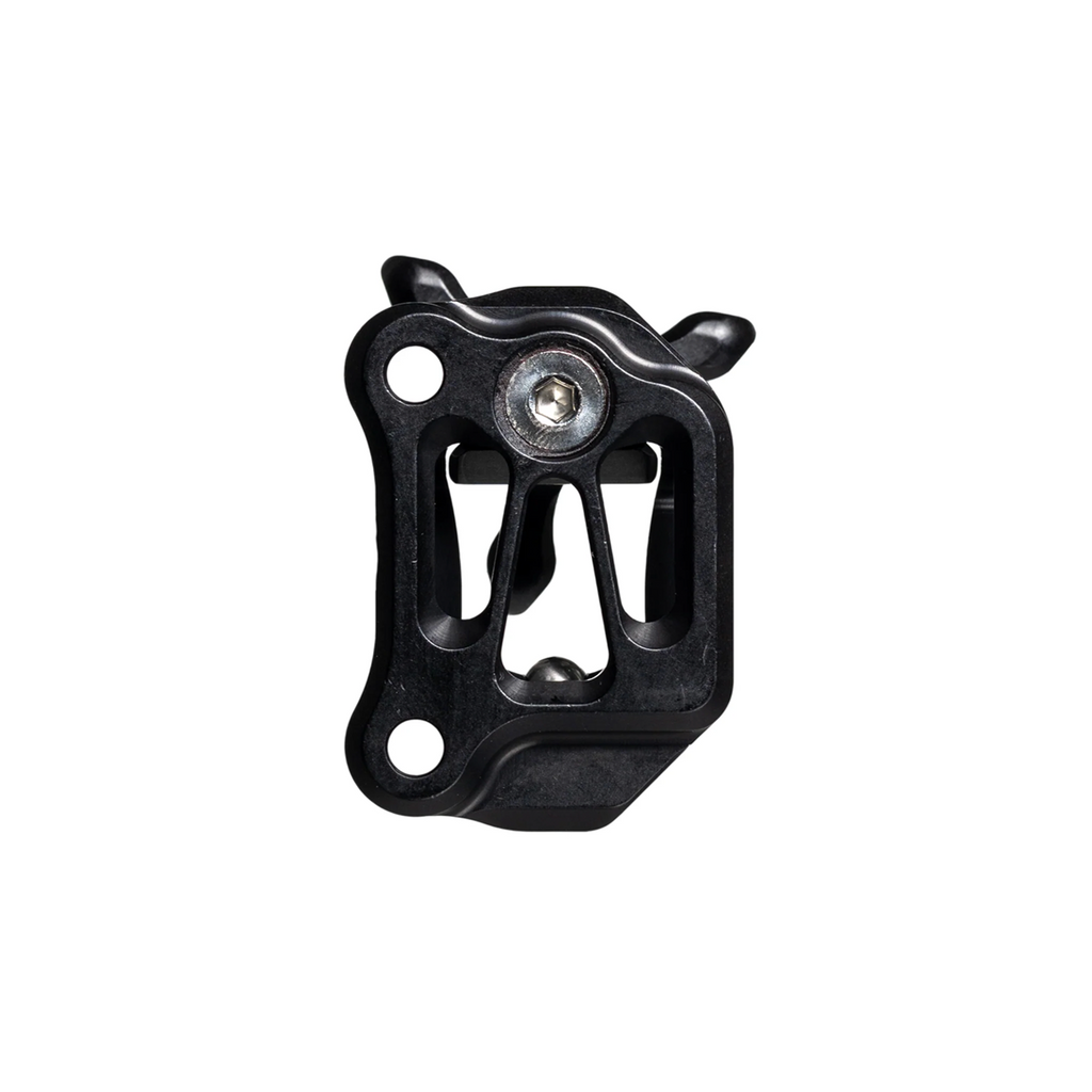 Axcel Dual Bridge Wedge Lock Mounting Bracket with Tri-Star Knob, Black, rear view showing riser mounting holes