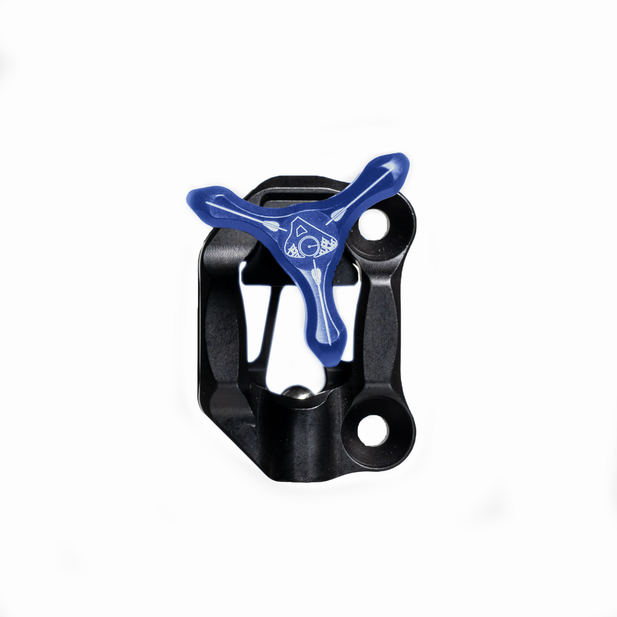 Axcel Dual Bridge Wedge Lock Mounting Bracket with Tri-Star Knob, Blue knob on black bracket