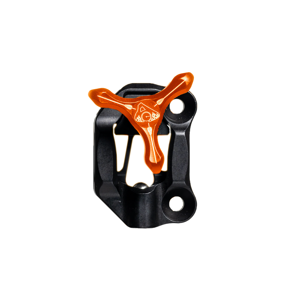 Axcel Dual Bridge Wedge Lock Mounting Bracket with Tri-Star Knob, Orange knob on black bracket