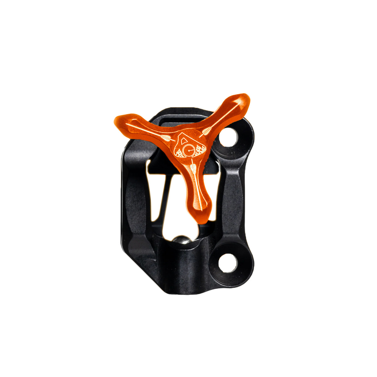 Axcel Dual Bridge Wedge Lock Mounting Bracket with Tri-Star Knob, Orange knob on black bracket