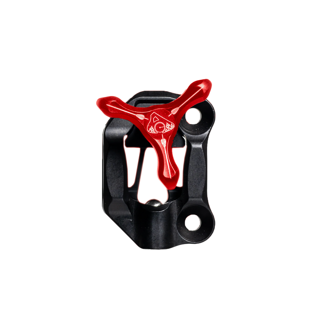 Axcel Dual Bridge Wedge Lock Mounting Bracket with Tri-Star Knob, Red knob on black bracket
