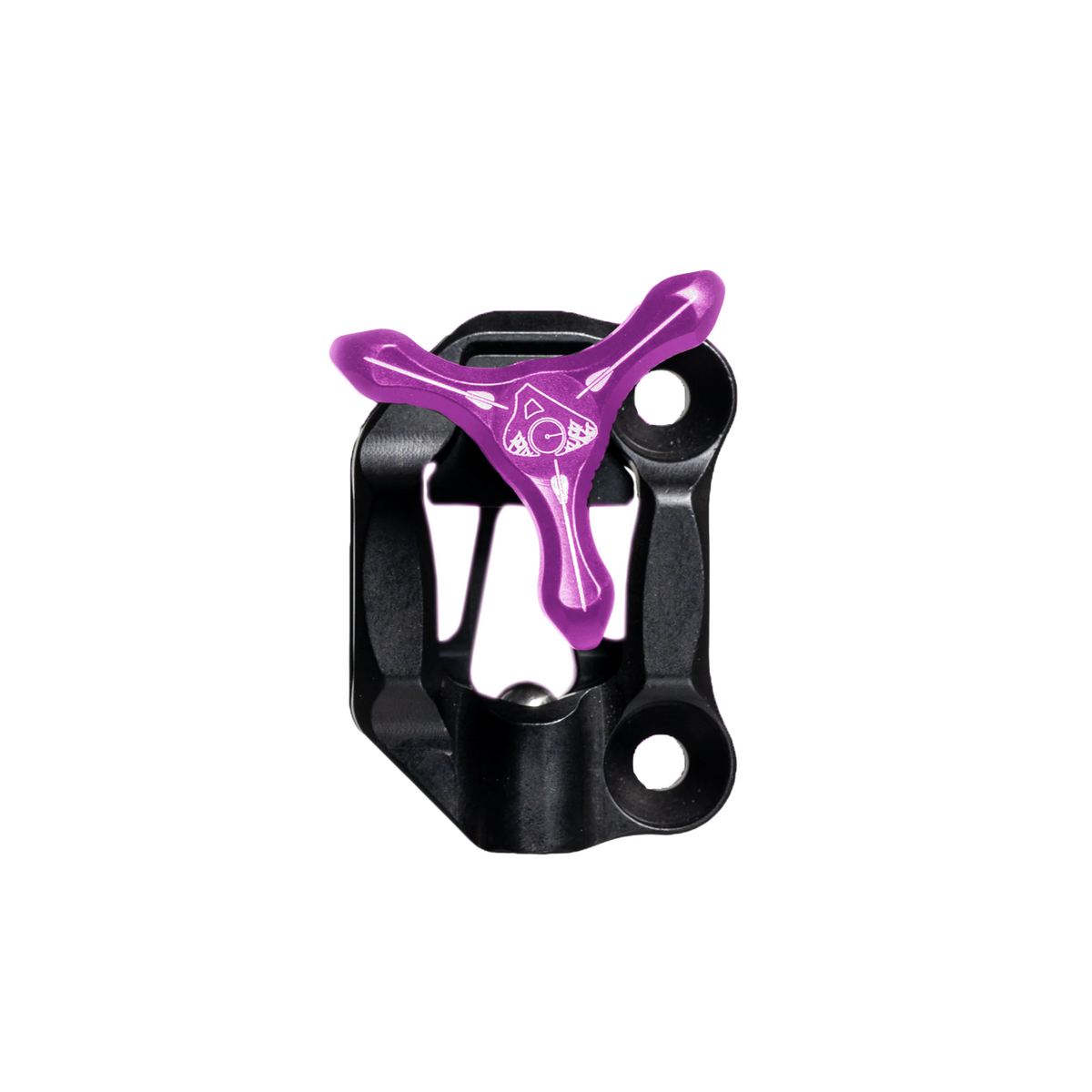 Axcel Dual Bridge Wedge Lock Mounting Bracket with Tri-Star Knob, Purple knob on black bracket