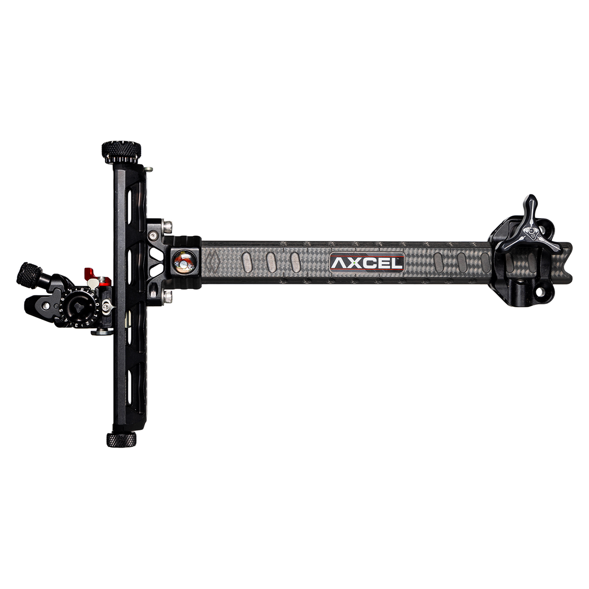 Axcel Achieve XP PRO Recurve sight, Black elevation rail and knobs, left-handed