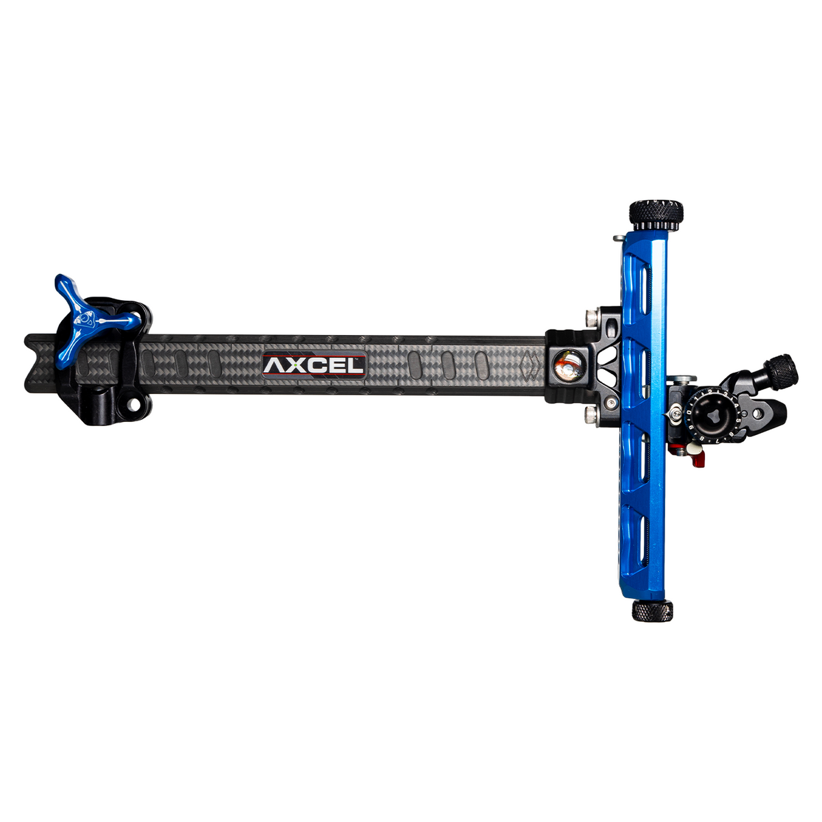 Axcel Achieve XP PRO Recurve sight, Blue elevation rail and knobs, right-handed