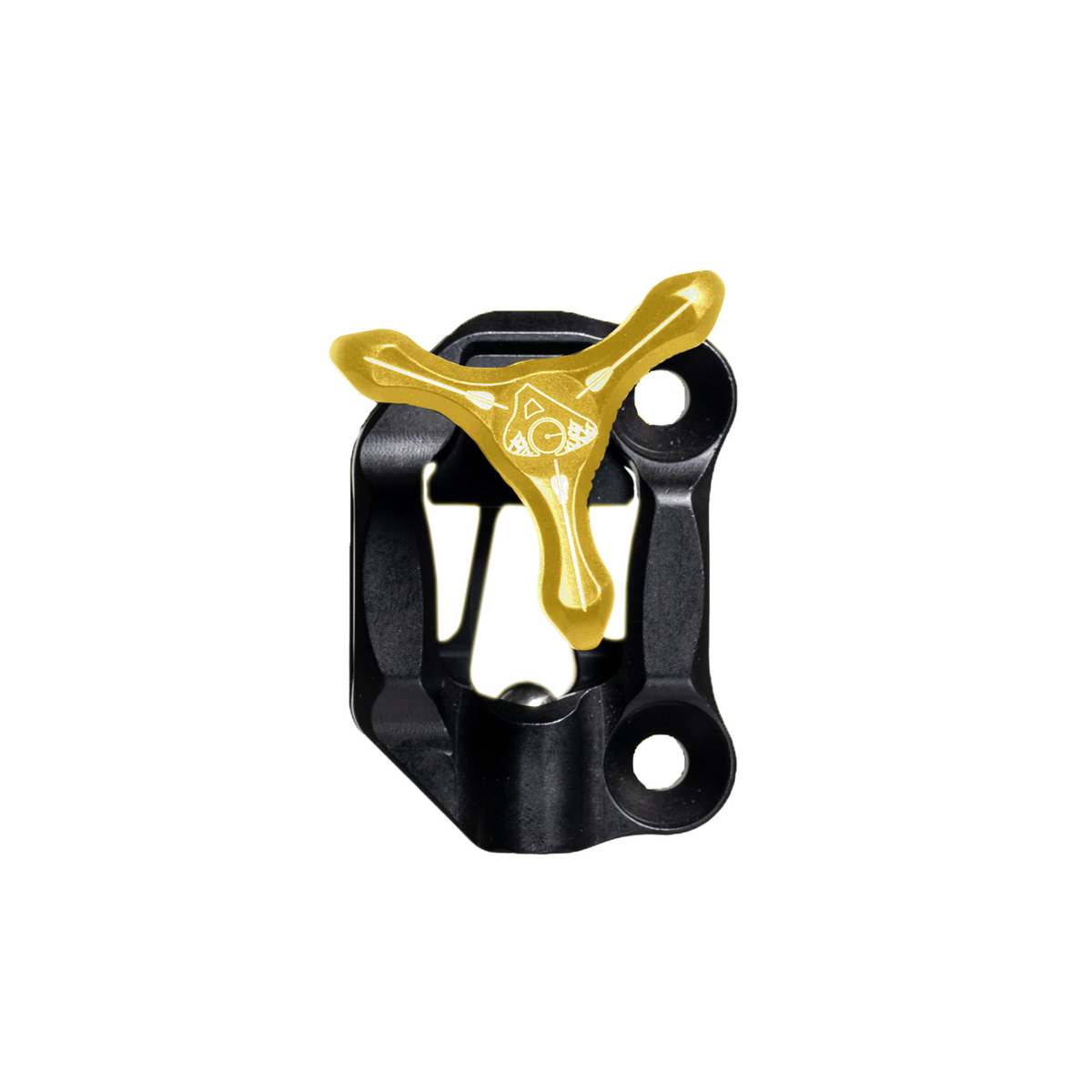 Axcel Dual Bridge Wedge Lock Mounting Bracket with Tri-Star Knob, Gold knob on black bracket