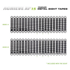 Axcel Achieve XP Variable Range 1.5" Standard Metal Sight Tapes, sides 1-40 reference chart