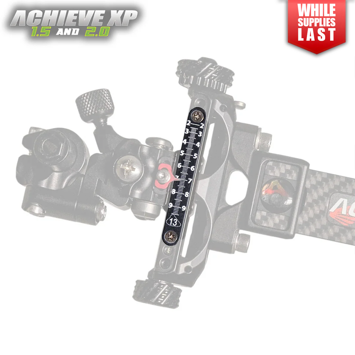 Axcel Achieve XP Variable Range 1.5" Standard Metal Sight Tape, mounted on sight