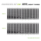 Axcel Achieve XP Variable Range 2.0" metal sight tape chart, Side A and Side B scales 1 to 40