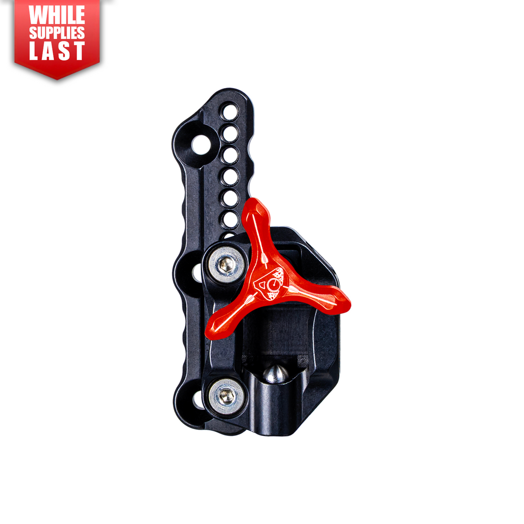 Axcel Achieve XP VR Recurve Wedge Lock Mounting Bracket, left-handed, red Tri-Star knob