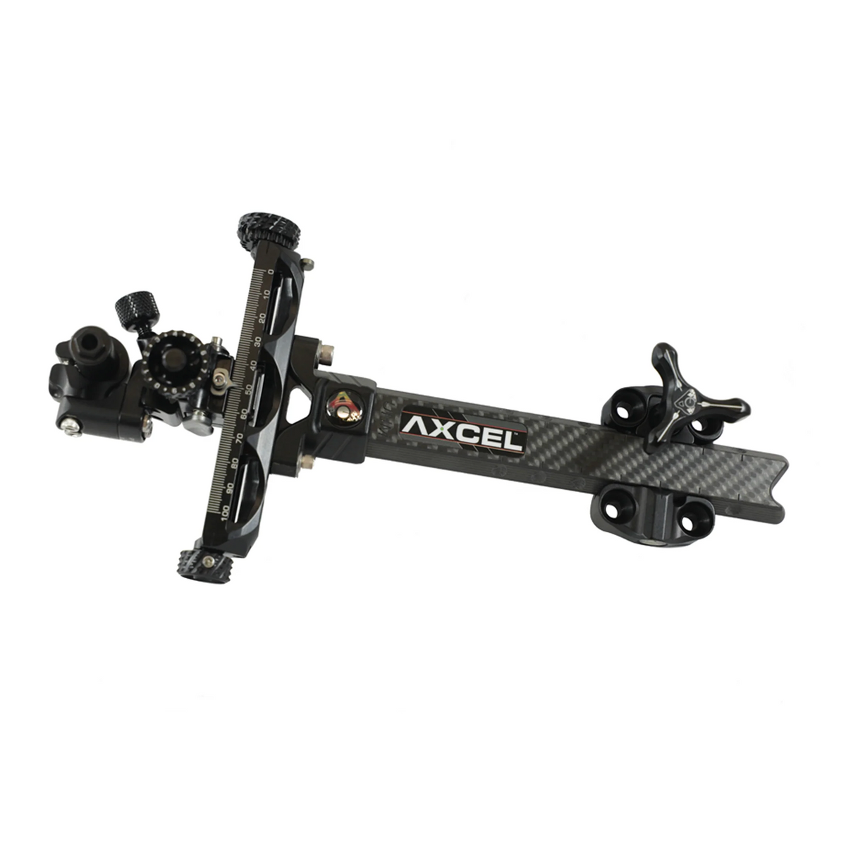 Axcel Achieve XP Compound sight, 6 inch UHM Carbon left-handed, Black elevation rail and knob