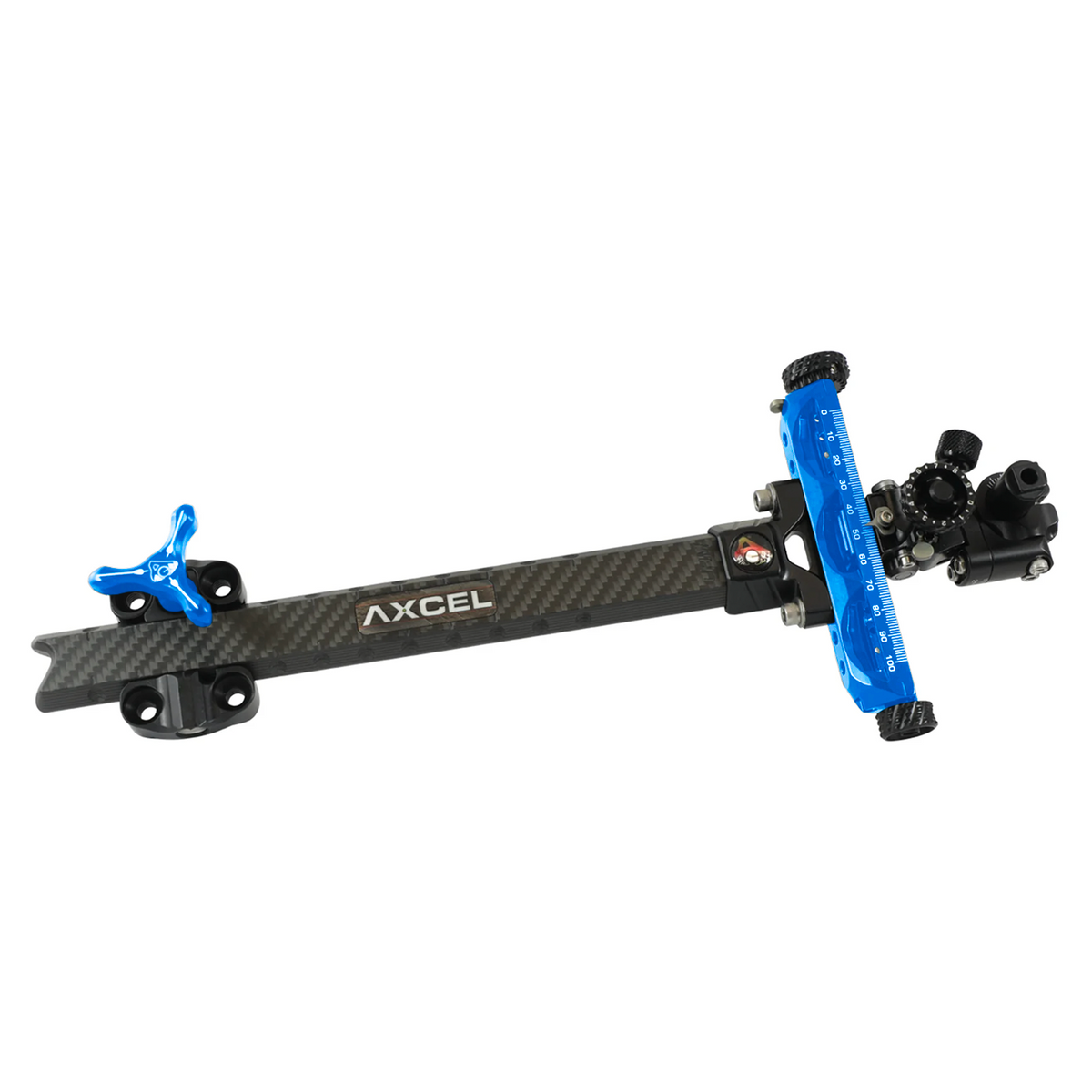 Axcel Achieve XP Compound sight, 9 inch UHM Carbon right-handed, Blue elevation rail and knob