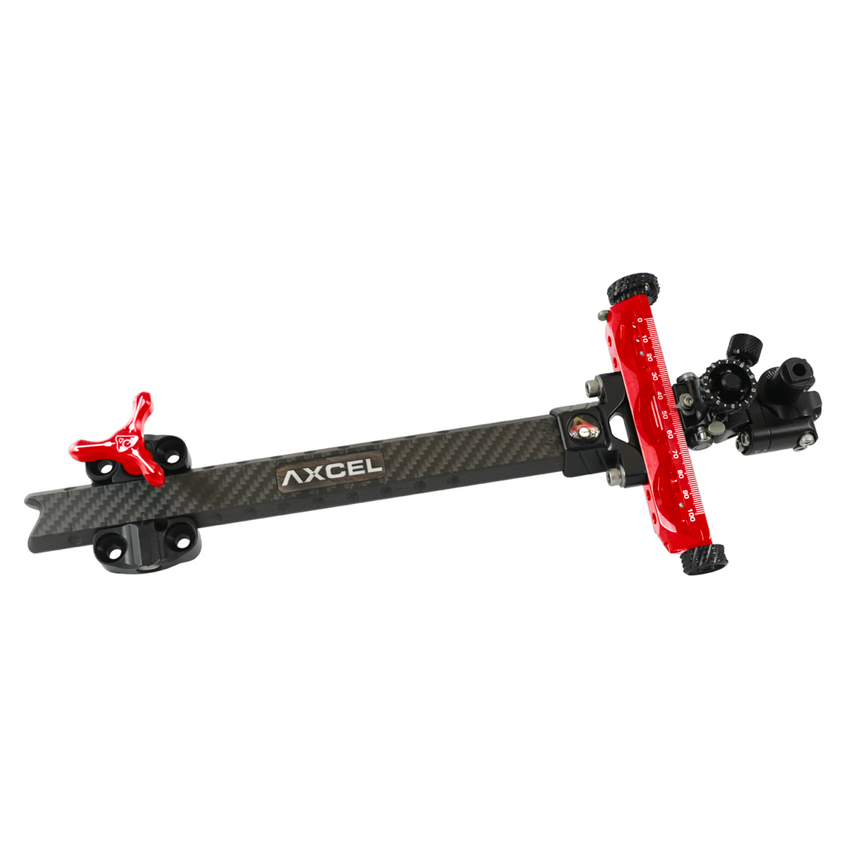 Axcel Achieve XP Compound sight, 9 inch UHM Carbon right-handed, Red elevation rail and knob