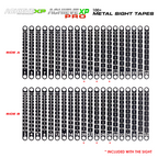 Axcel 100+ Metal Sight Tapes chart for Achieve XP and Achieve XP Pro, all 20 tapes, Side A scales 1-39 and Side B scales 2-40