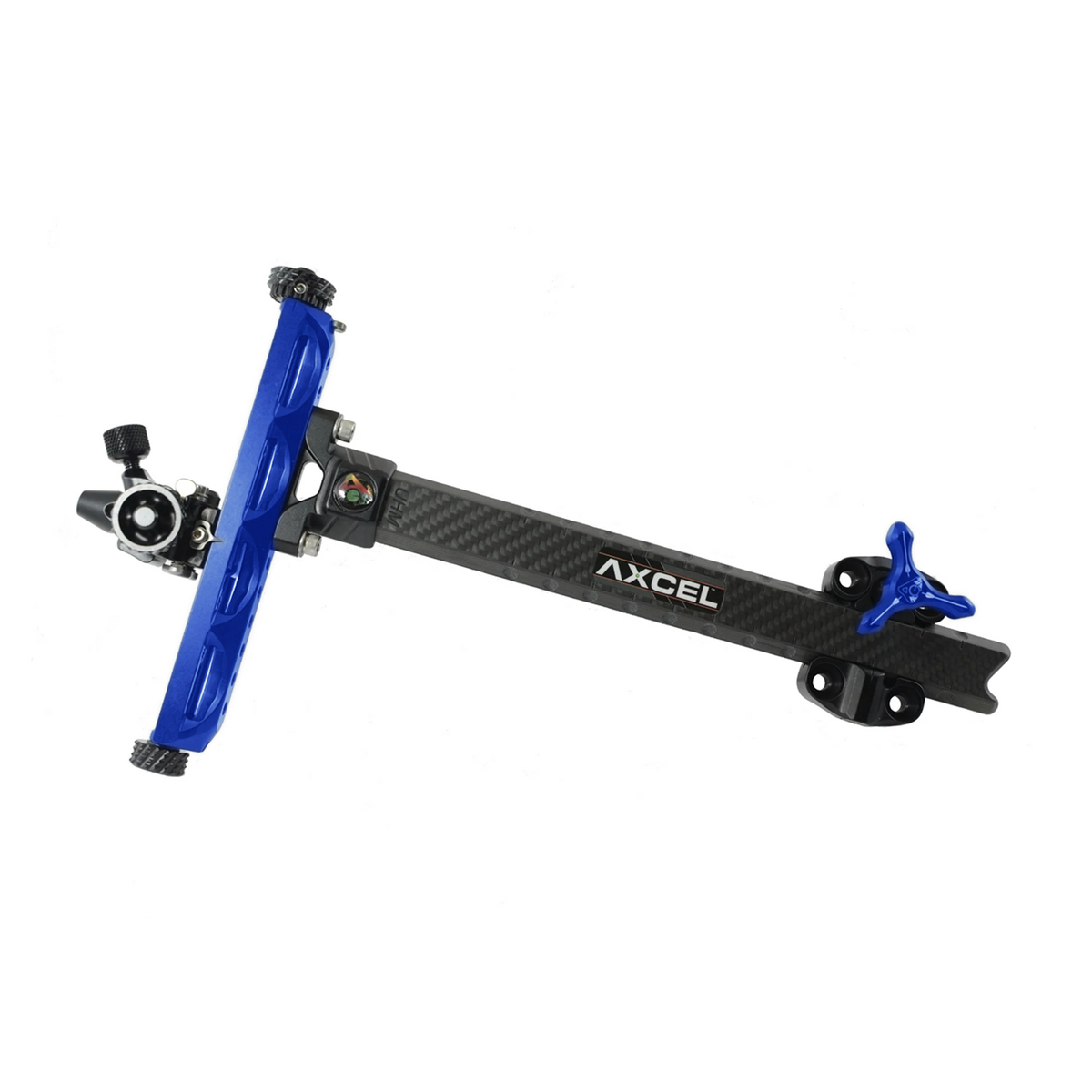 Axcel Achieve XP Recurve sight, Blue elevation rail and knob, left-handed