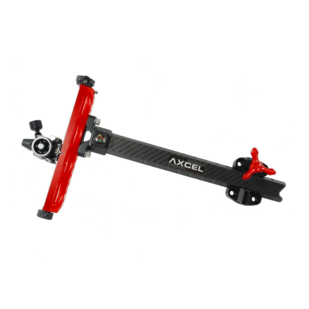 Axcel Achieve XP Recurve sight, Red elevation rail and knob, left-handed