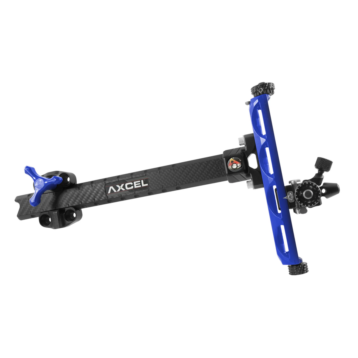 Axcel Achieve XP Recurve sight, Blue elevation rail and knob, right-handed