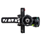 Axcel Driver AVX PLUS Single Pin Bridge-Lock bow sight, Stealth Bowhunting Black, rear view showing drive wheel and Bridge-Lock mount