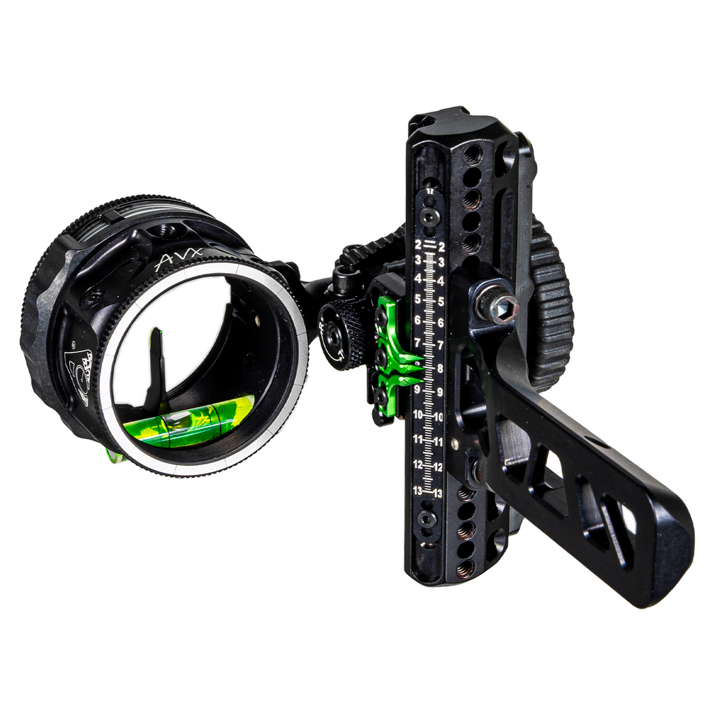 Axcel Driver AVX PLUS Single Pin Bridge-Lock bow sight, Stealth Bowhunting Black, AVX-41 Plus scope, .010" green pin