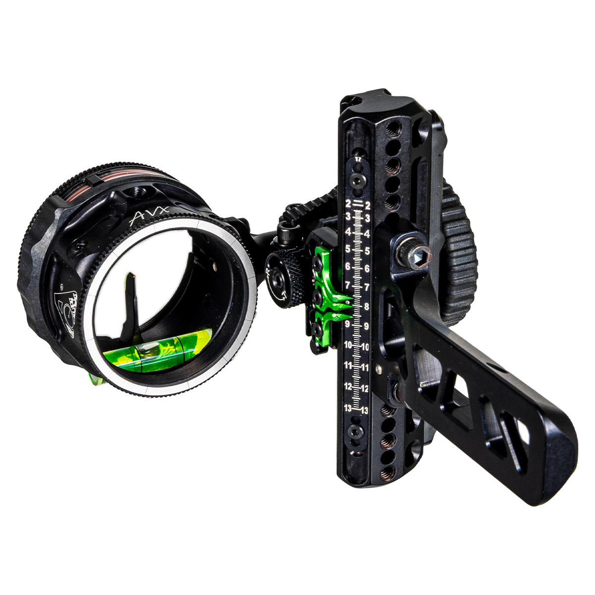 Axcel Driver AVX PLUS Single Pin Bridge-Lock bow sight, Stealth Bowhunting Black, AVX-41 Plus scope, .019" red pin