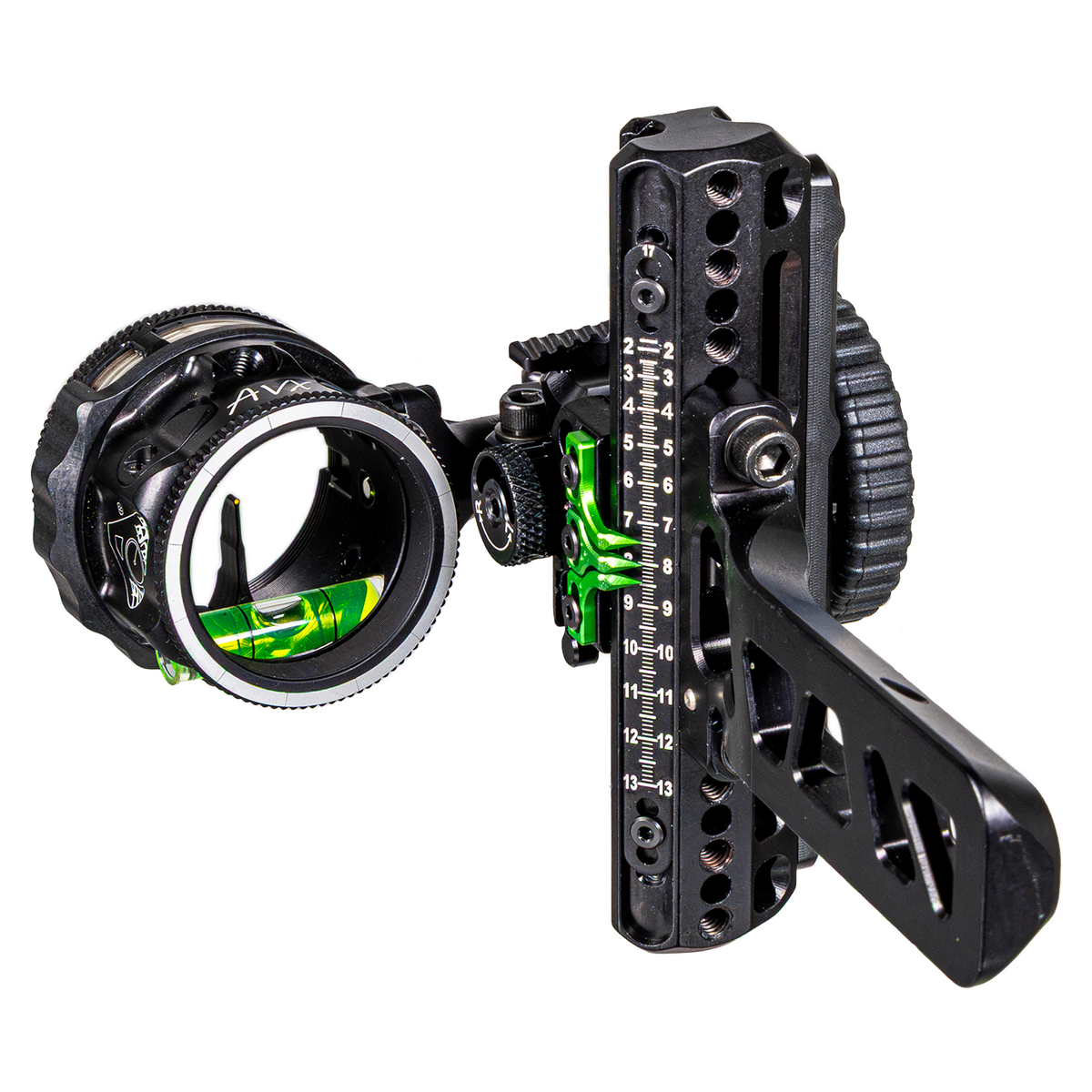 Axcel Driver AVX PLUS Single Pin Bridge-Lock bow sight, Stealth Bowhunting Black, AVX-31 Plus scope, .029" yellow pin