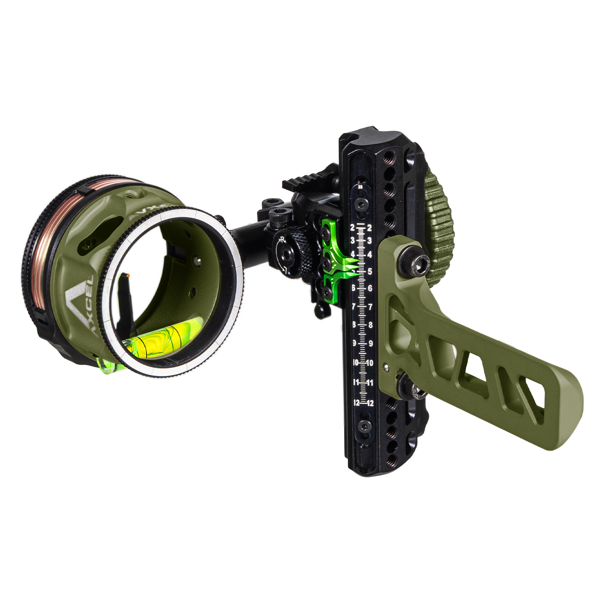 Axcel Driver CK AVX Single Pin Bridge-Lock bow sight, Evergreen Cerakote, AVX-41 Plus scope, .029" Red pin (ADVP-B129-4REG)