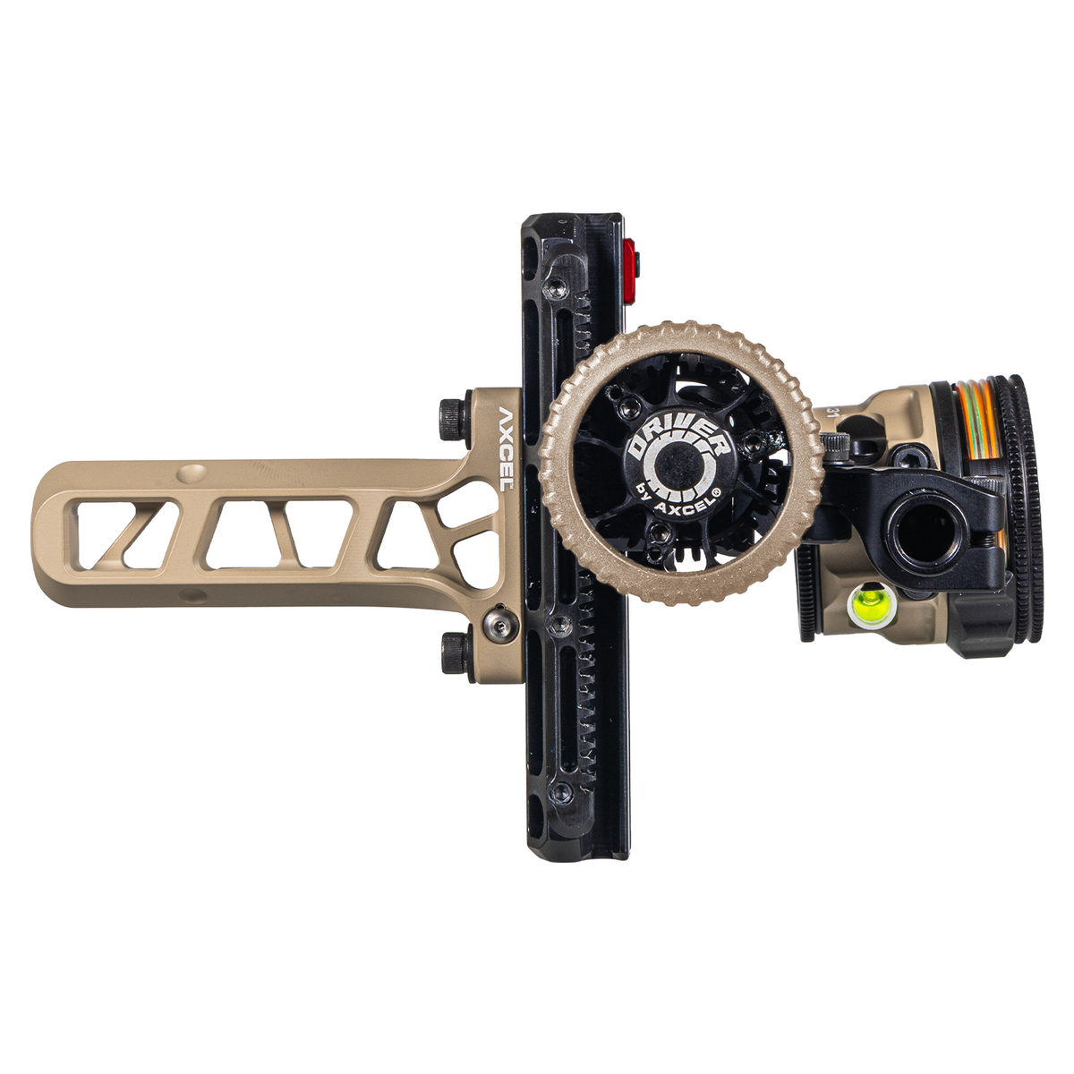 Axcel Driver CK Bridge-Lock bow sight, Terrain Cerakote with AVX-31 Plus scope, drive wheel side view