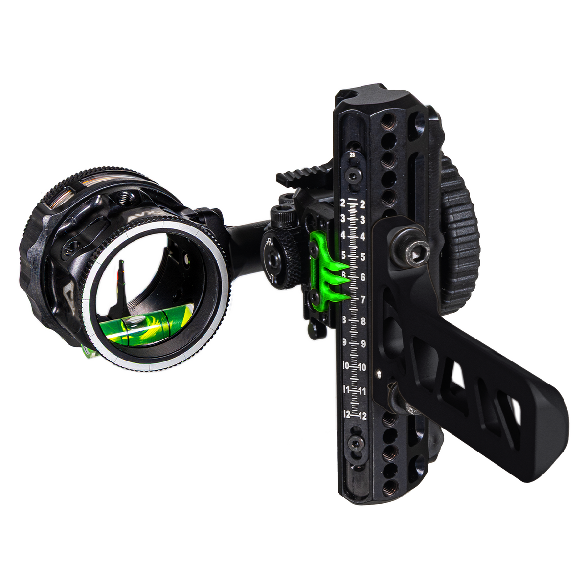 Axcel Driver Bridge-Lock bow sight, Stealth Bowhunting Black, AVX-31 Plus scope with .010 Green-Red-Green Triple Threat pin