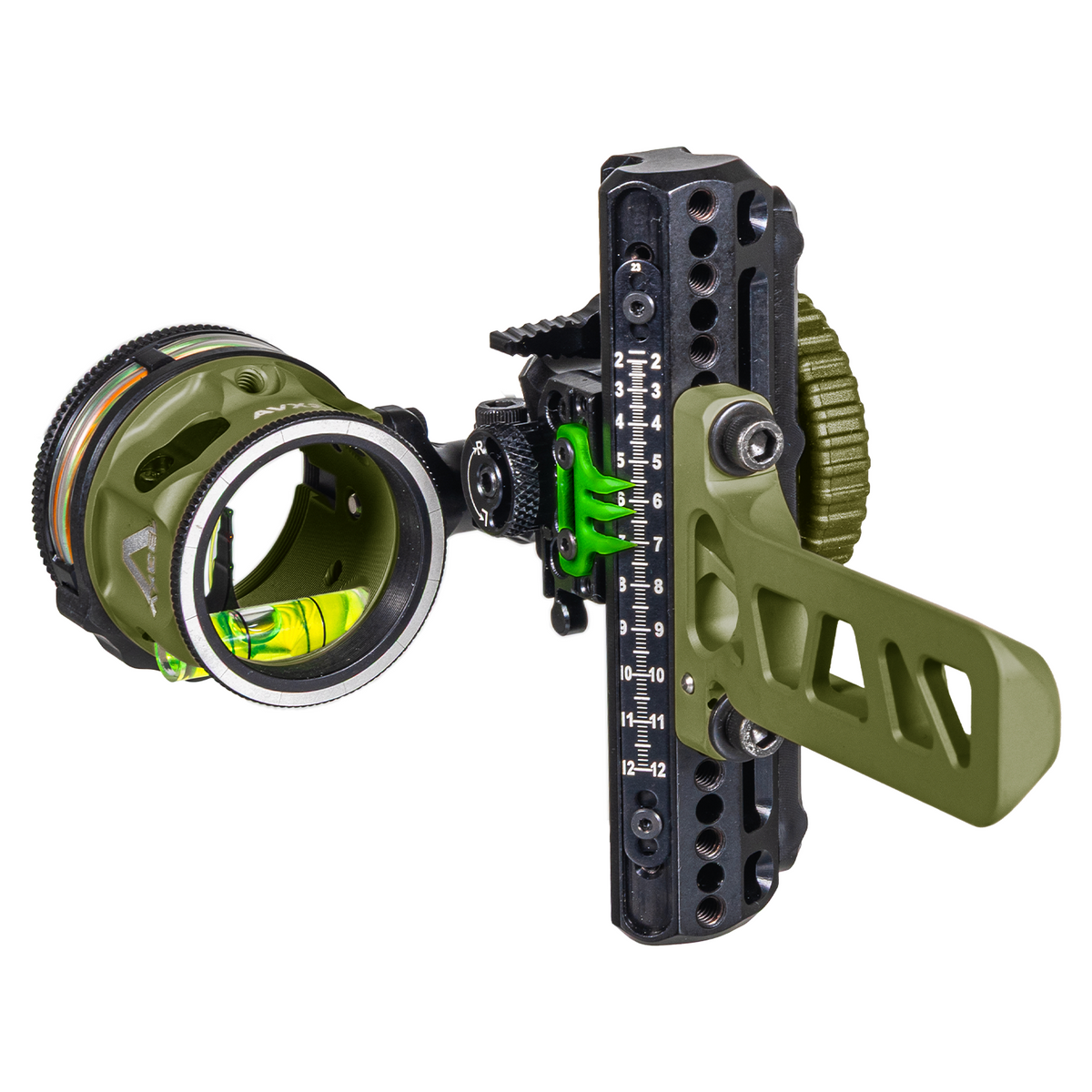 Axcel Driver CK AVX Triple Threat Pin Bridge-Lock bow sight, Evergreen Cerakote with AVX-31 Plus scope