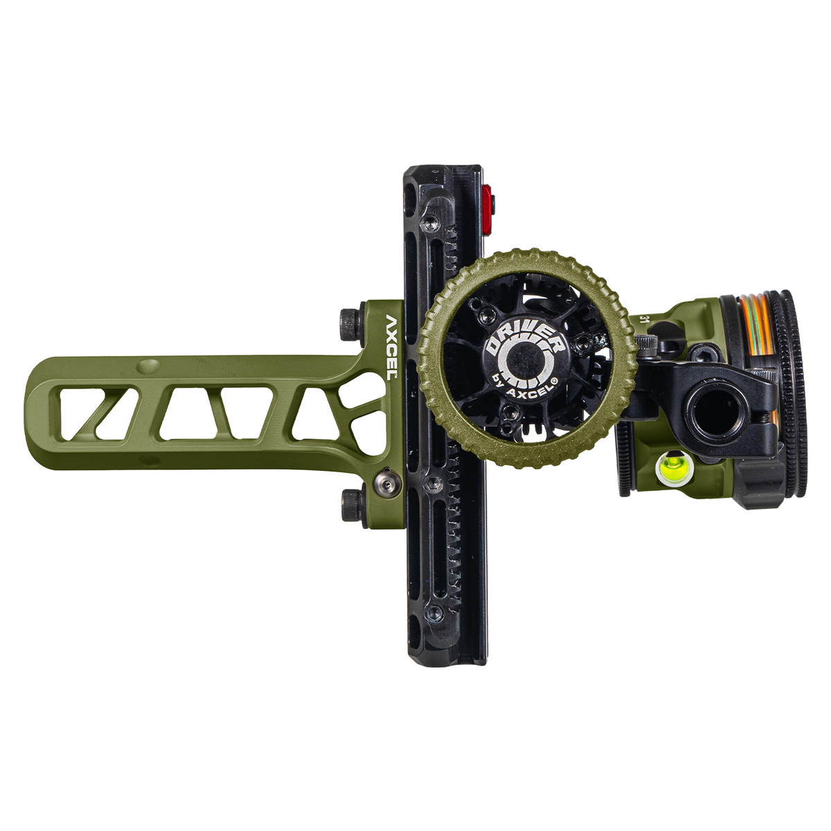 Axcel Driver CK Bridge-Lock mount and drive wheel detail, Evergreen Cerakote