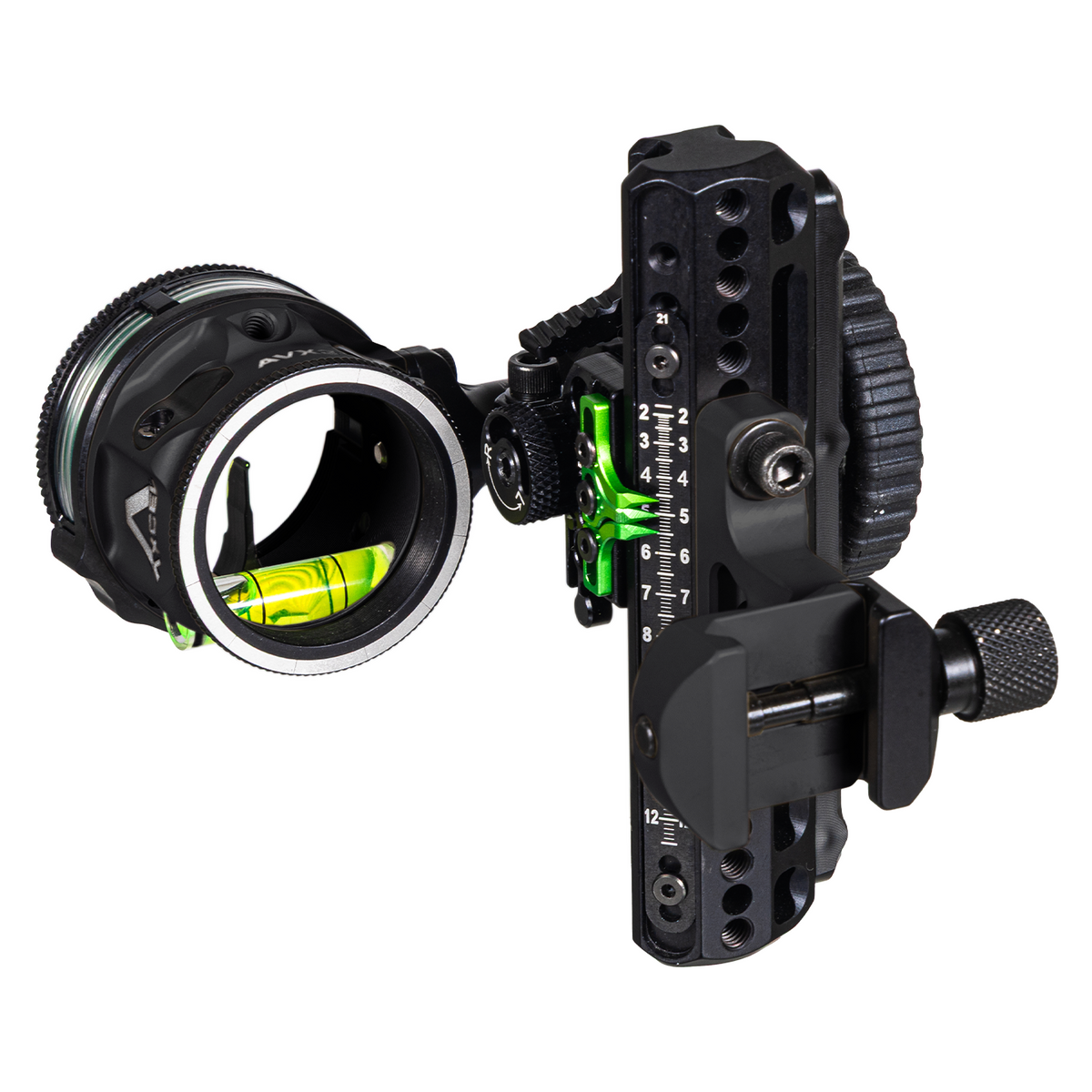 Axcel Driver CK AVX-31 Plus single pin bow sight, Midnight Cerakote, .010 in green pin, Picatinny mount