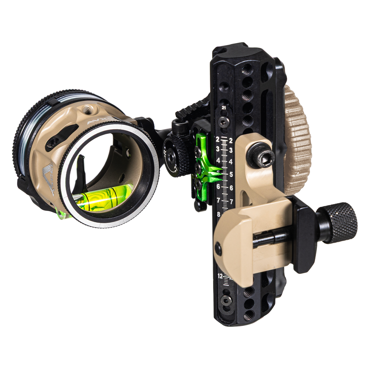 Axcel Driver CK AVX-31 Plus single pin bow sight, Terrain Cerakote, .010 in blue pin, Picatinny mount