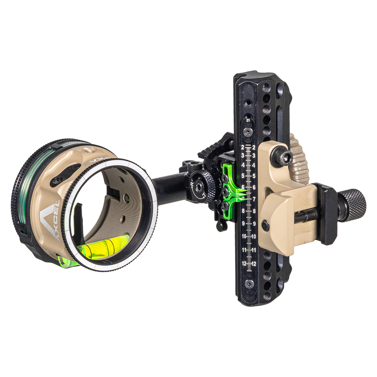 Axcel Driver CK AVX-41 Plus single pin bow sight, Terrain Cerakote, .010 in green pin, Picatinny mount
