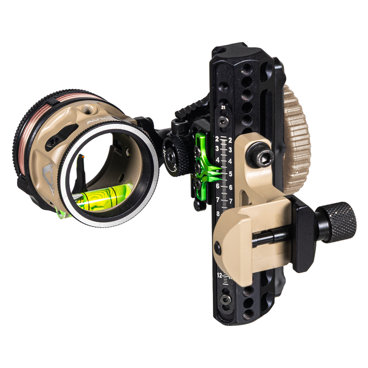 Axcel Driver CK AVX-31 Plus single pin bow sight, Terrain Cerakote, .029 in red pin, Picatinny mount