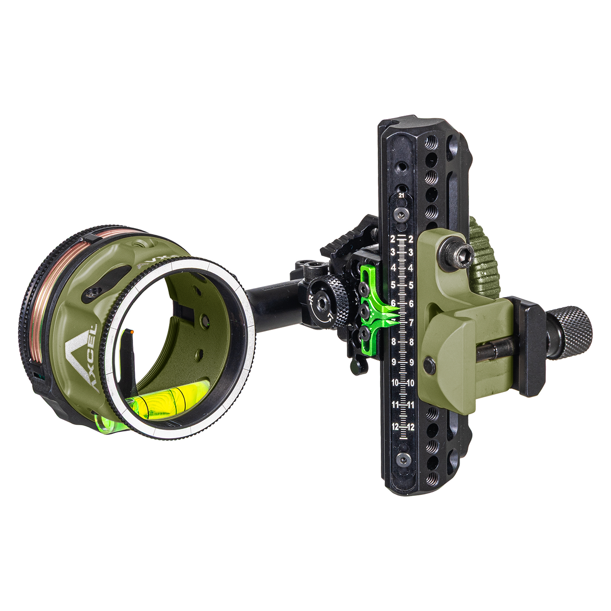 Axcel Driver CK AVX-41 Plus single pin bow sight, Evergreen Cerakote, .029 in red pin, Picatinny mount