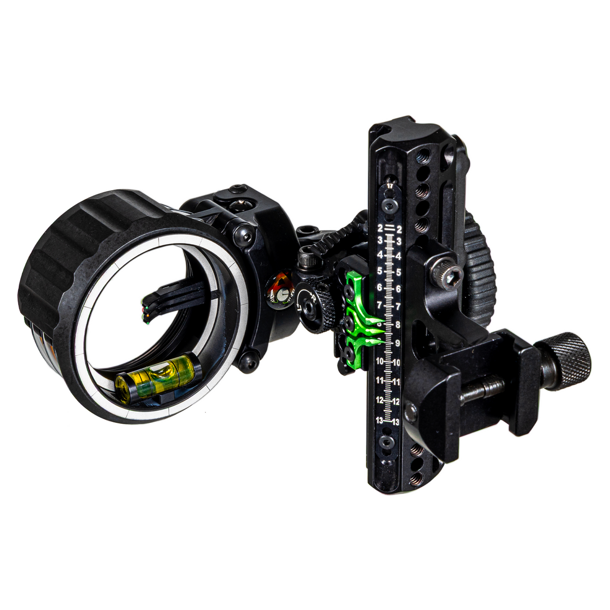 Axcel Driver AccuStat II Multi Pin Picatinny bow sight, Stealth Bowhunting Black, AccuStat II 3-Pin with .010 in fibre
