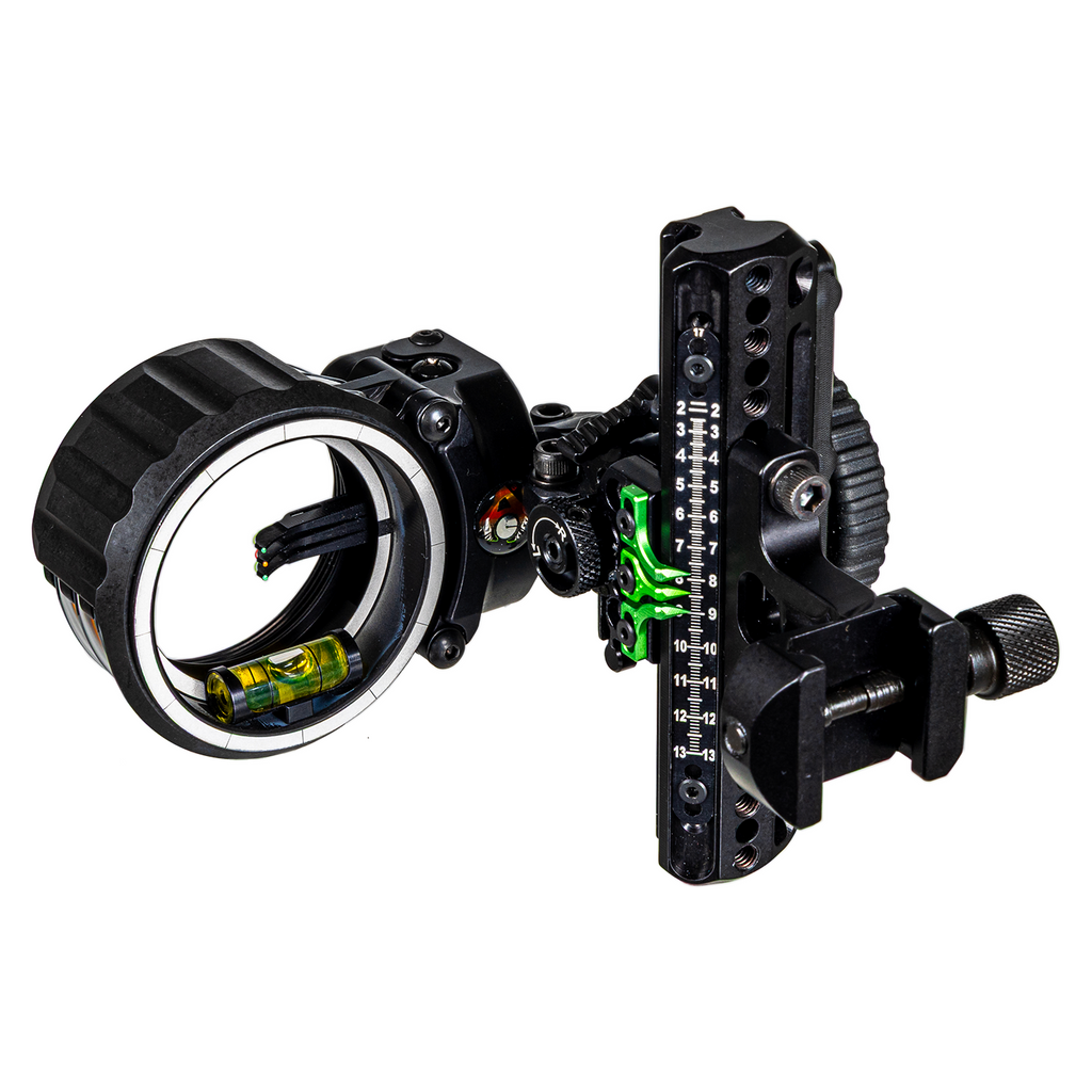 Axcel Driver AccuStat II Multi Pin Picatinny bow sight, Stealth Bowhunting Black, AccuStat II 3-Pin with .019 in fibre
