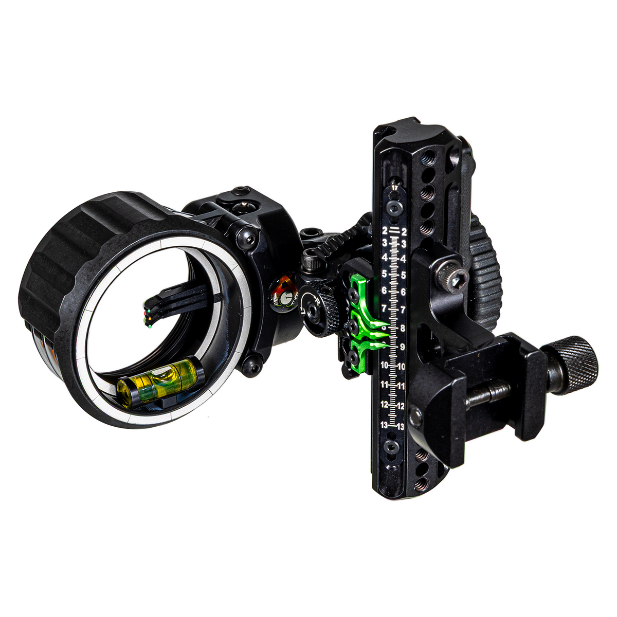 Axcel Driver AccuStat II Multi Pin Picatinny bow sight, Stealth Bowhunting Black, AccuStat II 3-Pin with .019 in fibre