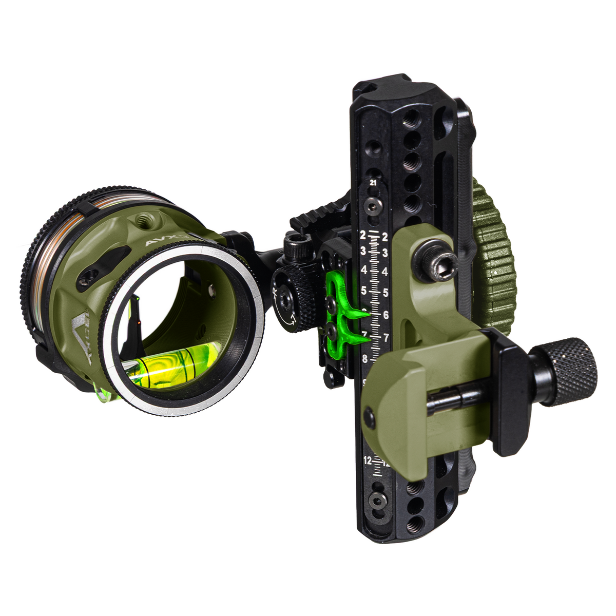 Axcel Driver CK Picatinny bow sight, Evergreen Cerakote with AVX-31 Plus scope and .010" Ranger Pin