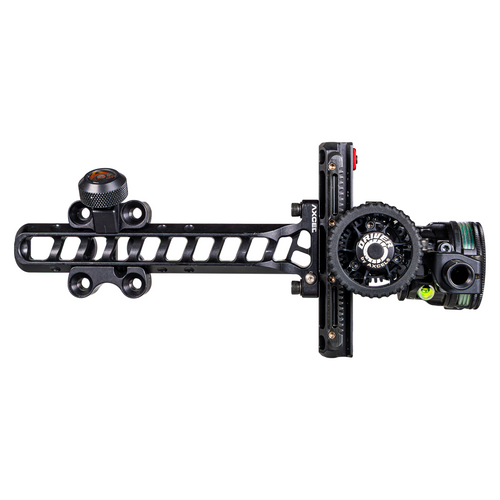 Axcel Driver AVX PLUS Single Pin Standard Pro, Stealth Bowhunting Black, top view of the Standard Pro dovetail bar and drive wheel, AVX-31 Plus