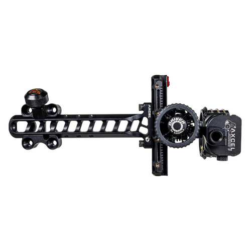 Axcel Driver Standard Pro bow sight, Stealth Bowhunting Black, drive wheel and dovetail bar view