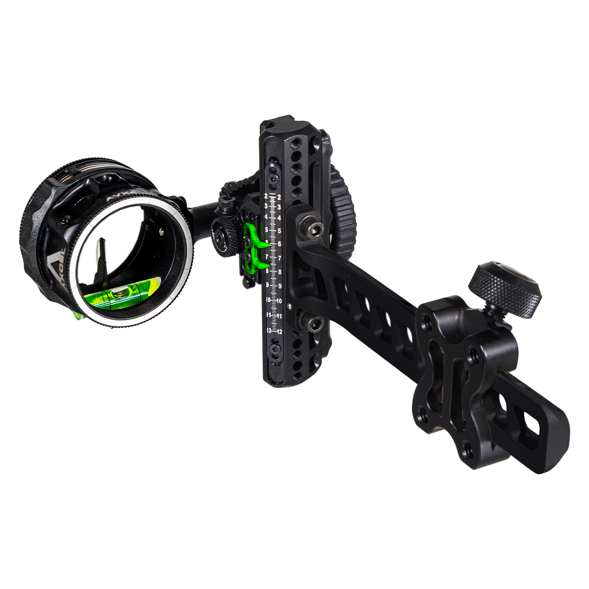 Axcel Driver AVX PLUS Ranger Pin Standard Pro bow sight, Stealth Bowhunting Black, AVX-41 Plus scope with .010 inch Green-Red pin