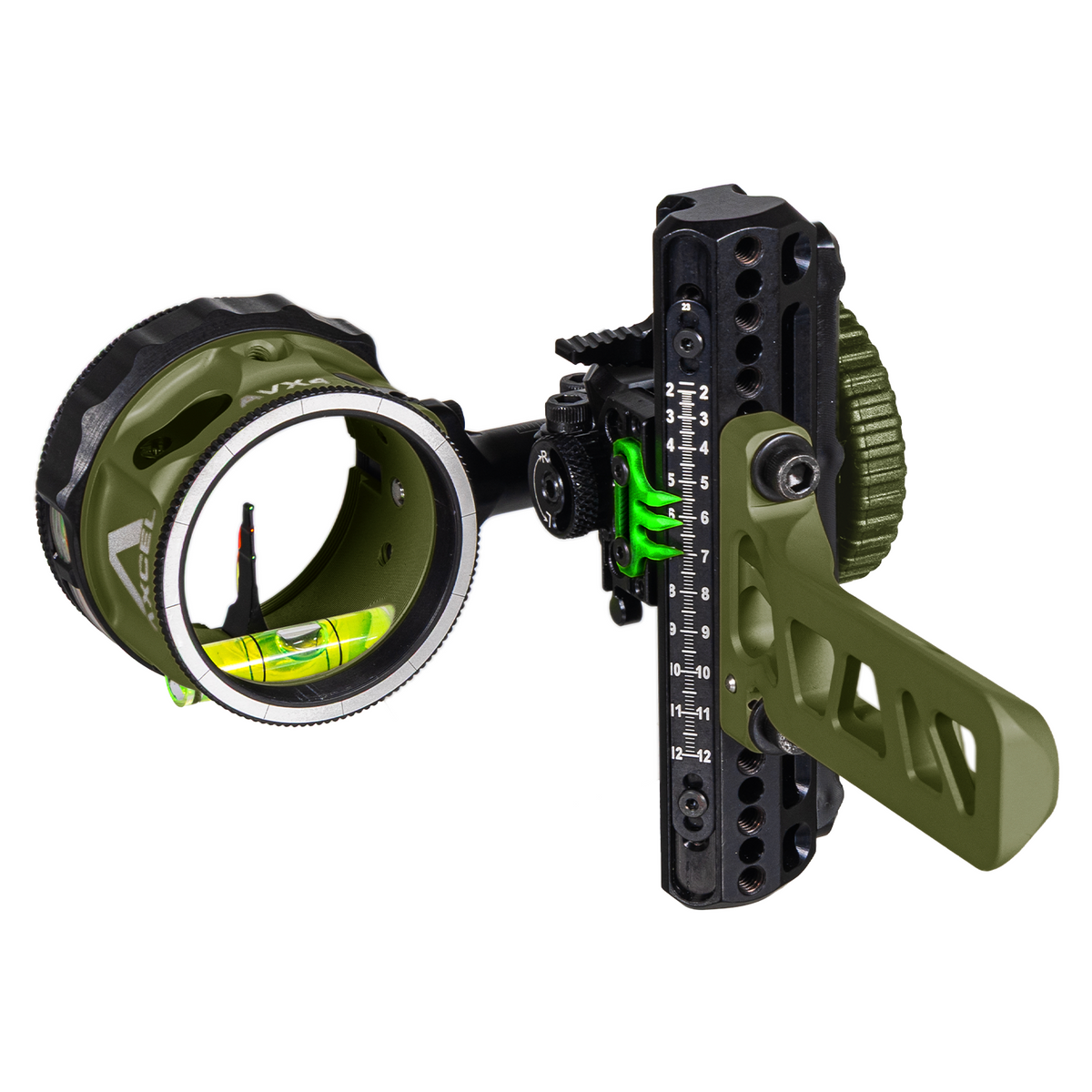 Axcel Driver CK AVX Triple Threat Pin Bridge-Lock bow sight, Evergreen Cerakote with AVX-41 Plus scope