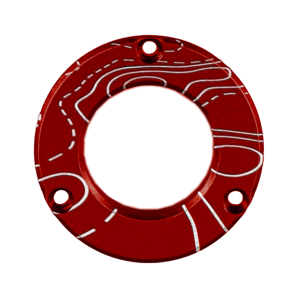 Axcel Driver Sight Hubcap, Topographical Map engraving, Red