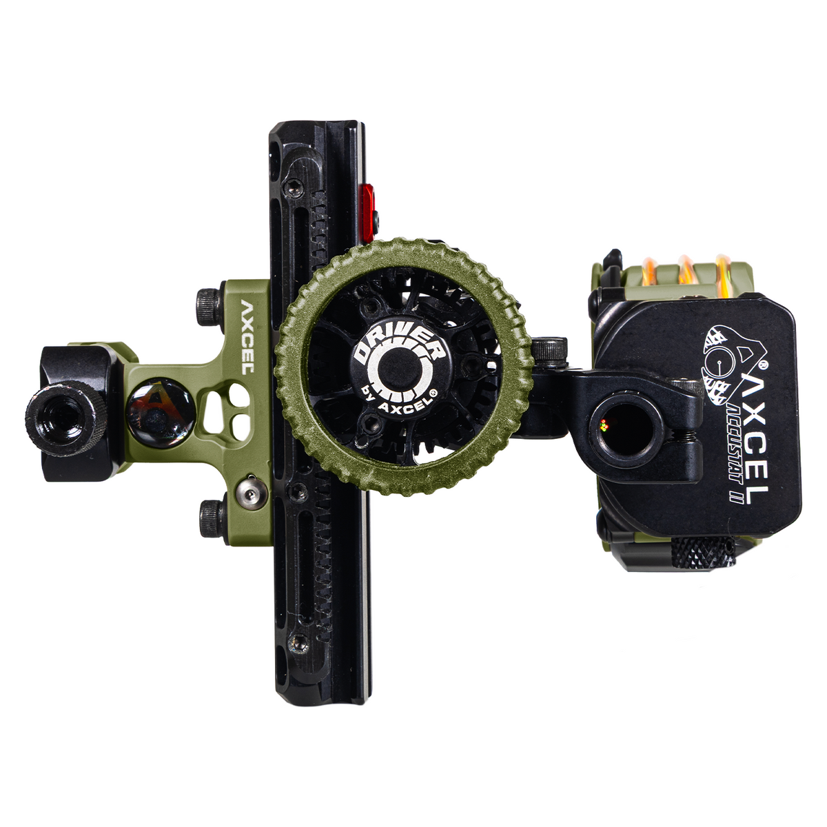 Axcel Driver CK AccuStat II Multi Pin Picatinny bow sight, Evergreen Cerakote, top view