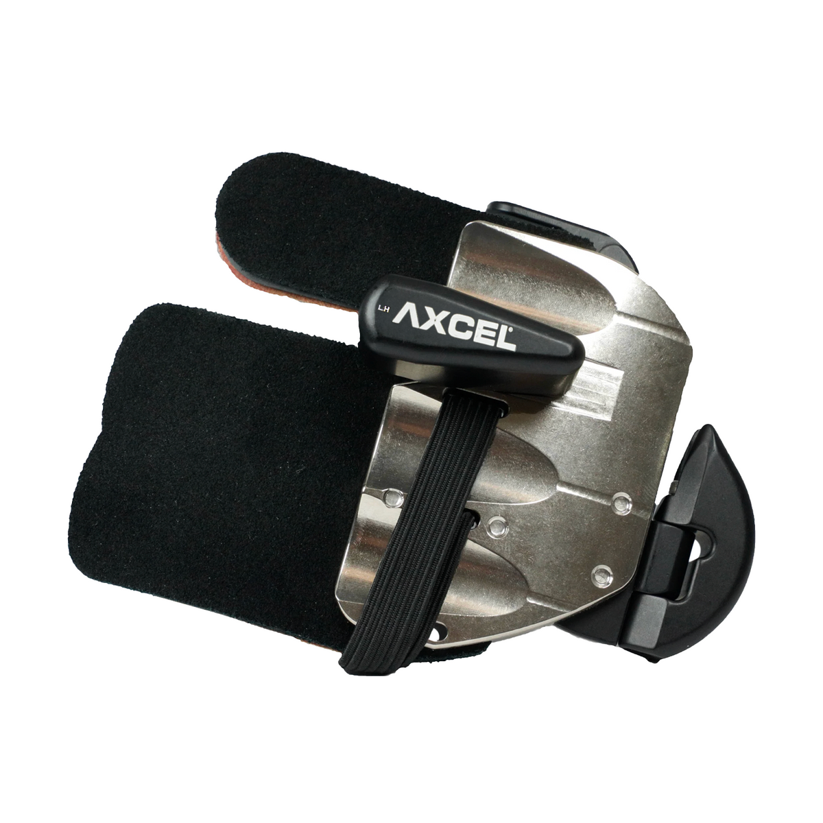 Axcel Contour Pro finger tab, Quicksilver finish, left-handed, size Large